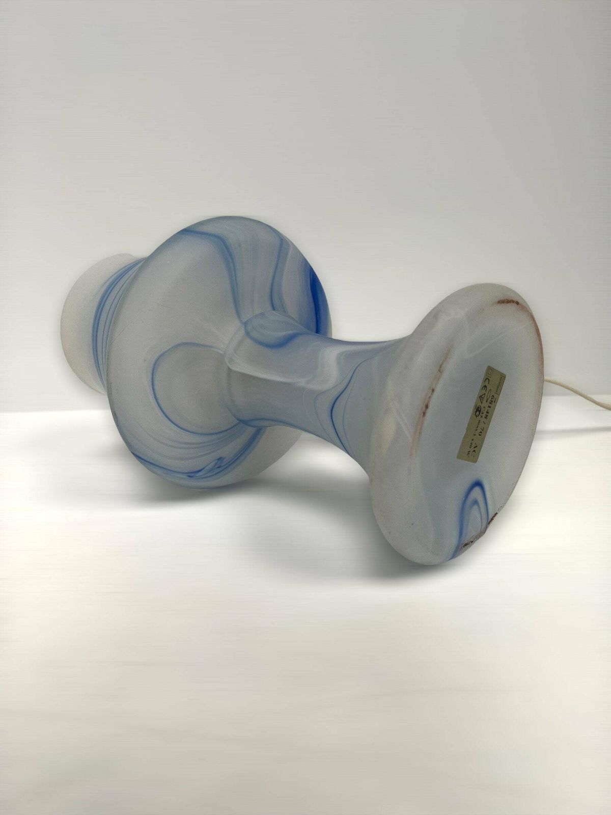 Beautiful Glass Crystal Table Lamp Glass, Germany 1980s Lamp, White Blue Shades Glass photo for sale