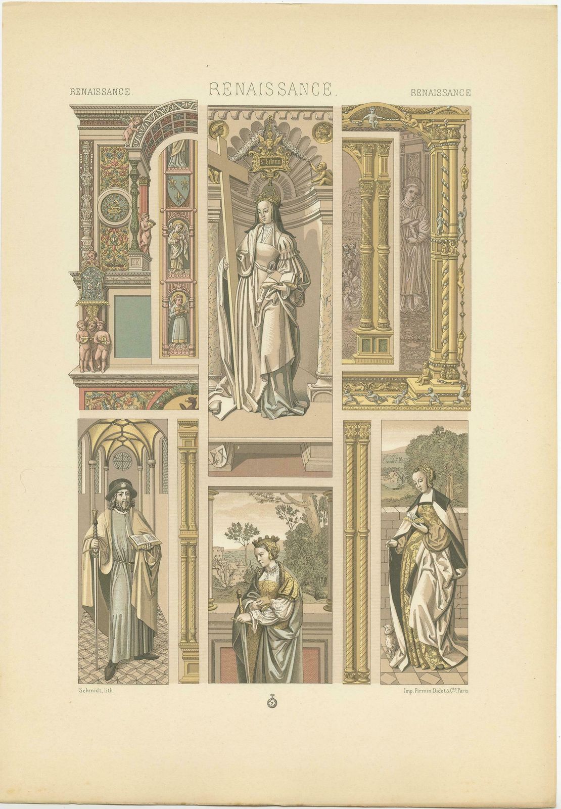Pl. 81 Print Of Renaissance Architectural & Figural By Racinet, Circa 1890 photo furniture