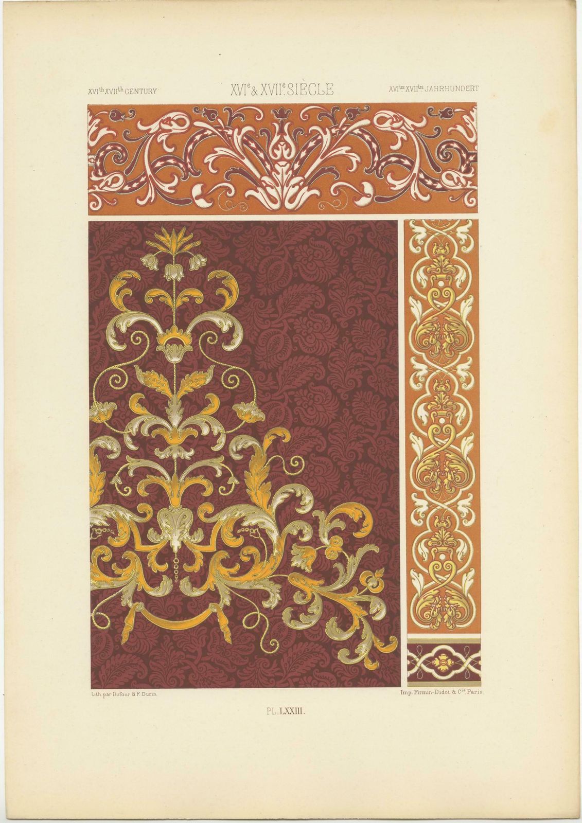 Pl. 73 Antique Print Of Xvith And Xviith Century Ornaments By Racinet Circa 1890 photo Art