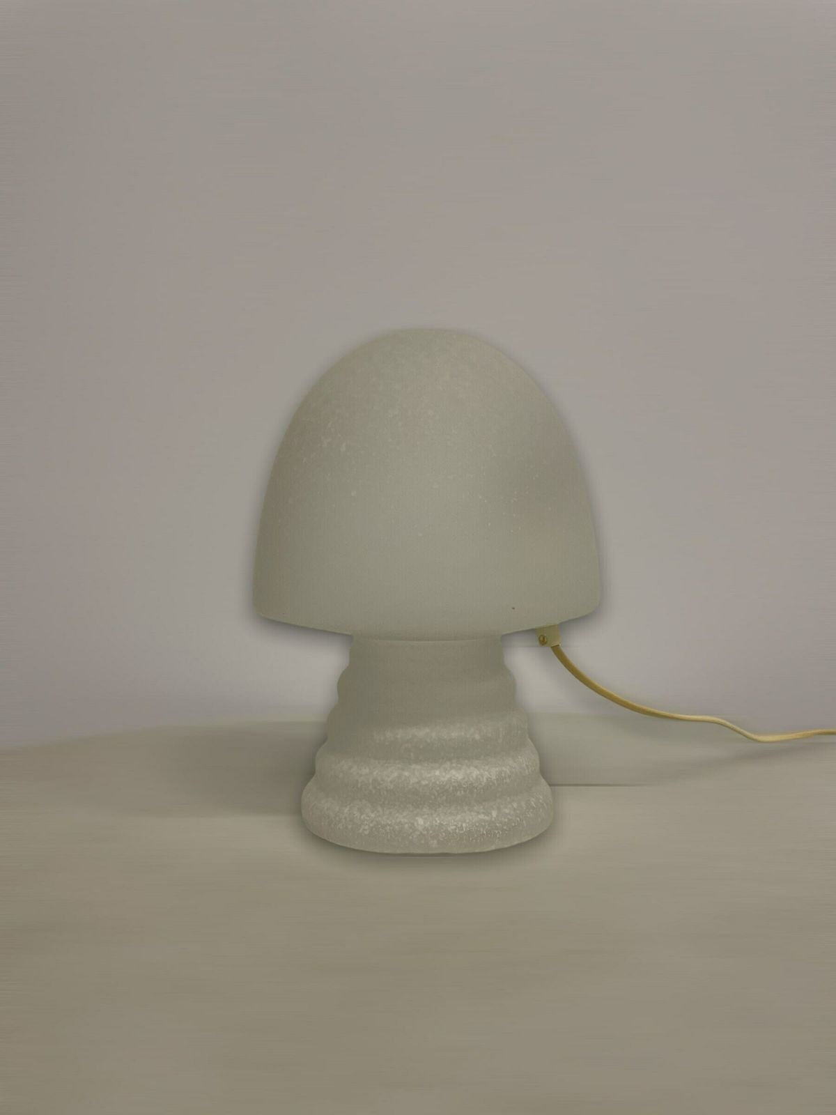 Peill Putzler Inspired Table Lamp, White Glass Freckled, Mushroom Shape Design, Simple Sphere Lamp, Mid Century Modern Interior photo for sale