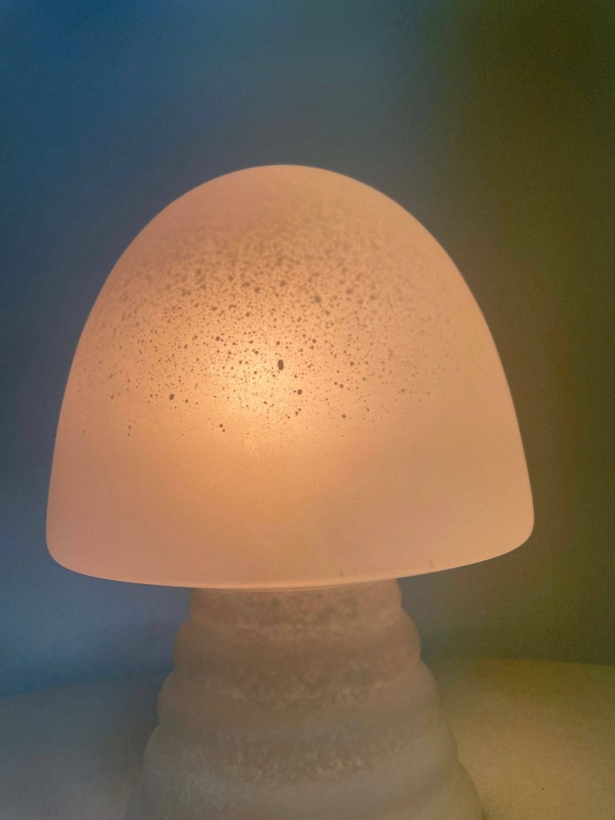 Peill Putzler Inspired Table Lamp, White Glass Freckled, Mushroom Shape Design, Simple Sphere Lamp, Mid Century Modern Interior photo 230.0