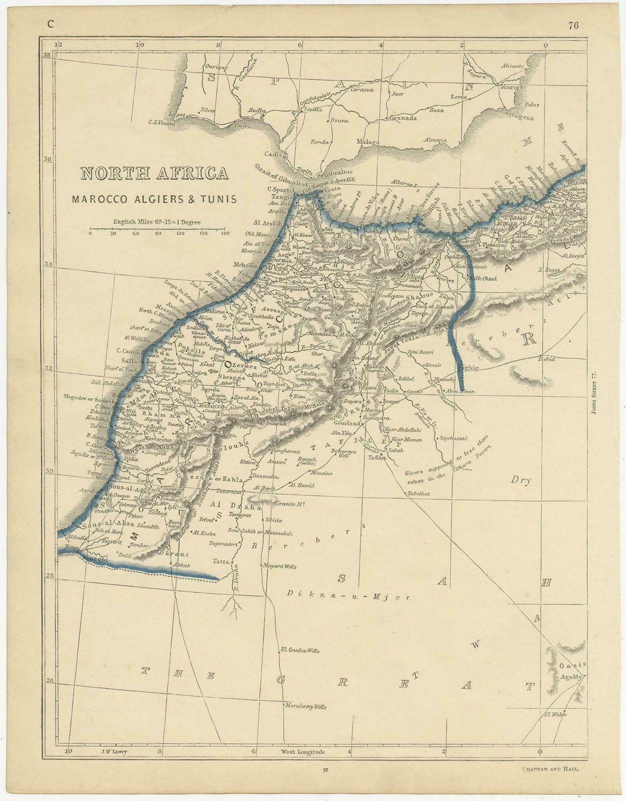 Antique Map Of North Africa By Lowry '1852 photo furniture