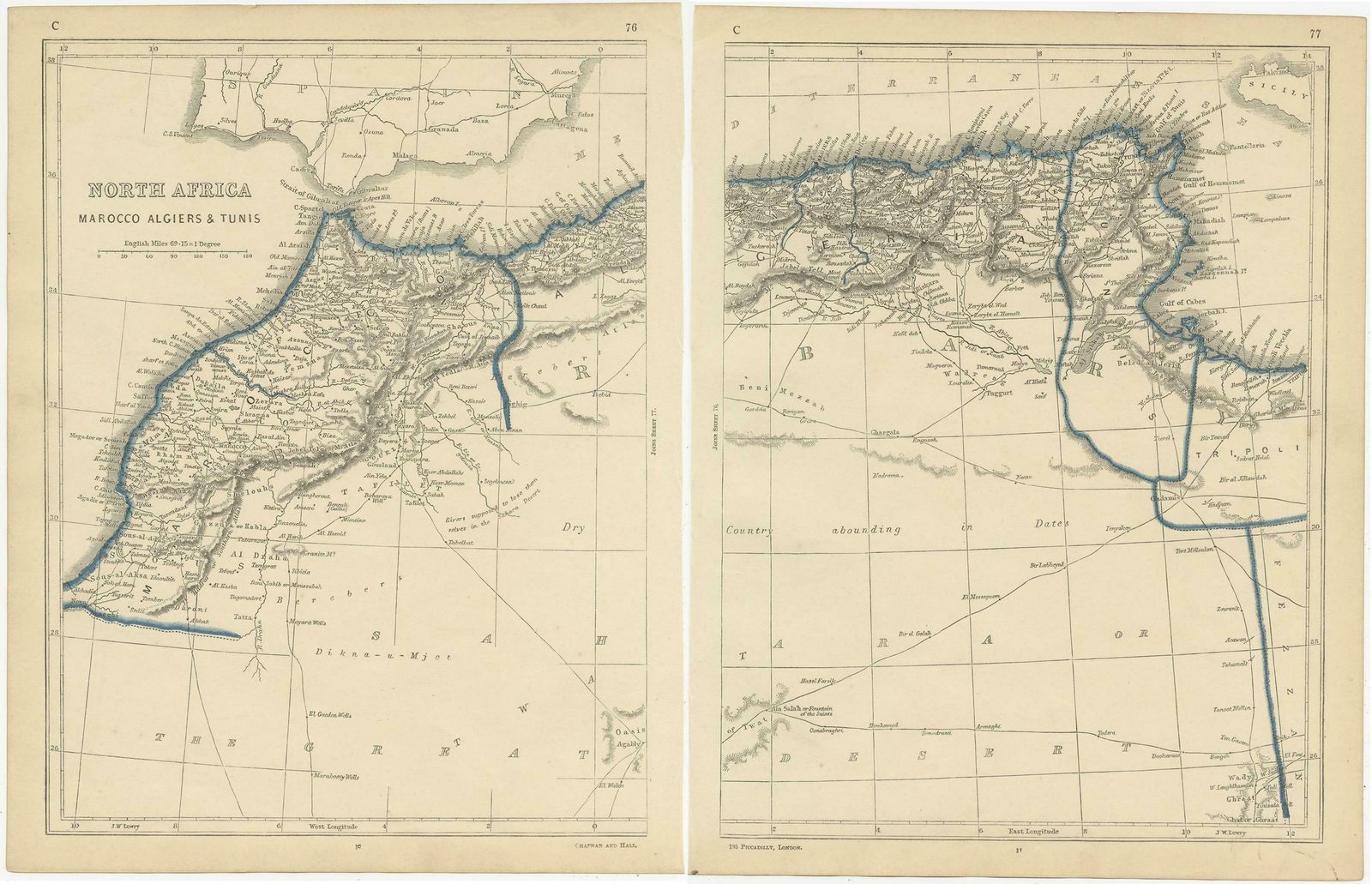 Antique Map Of North Africa By Lowry '1852 photo Art