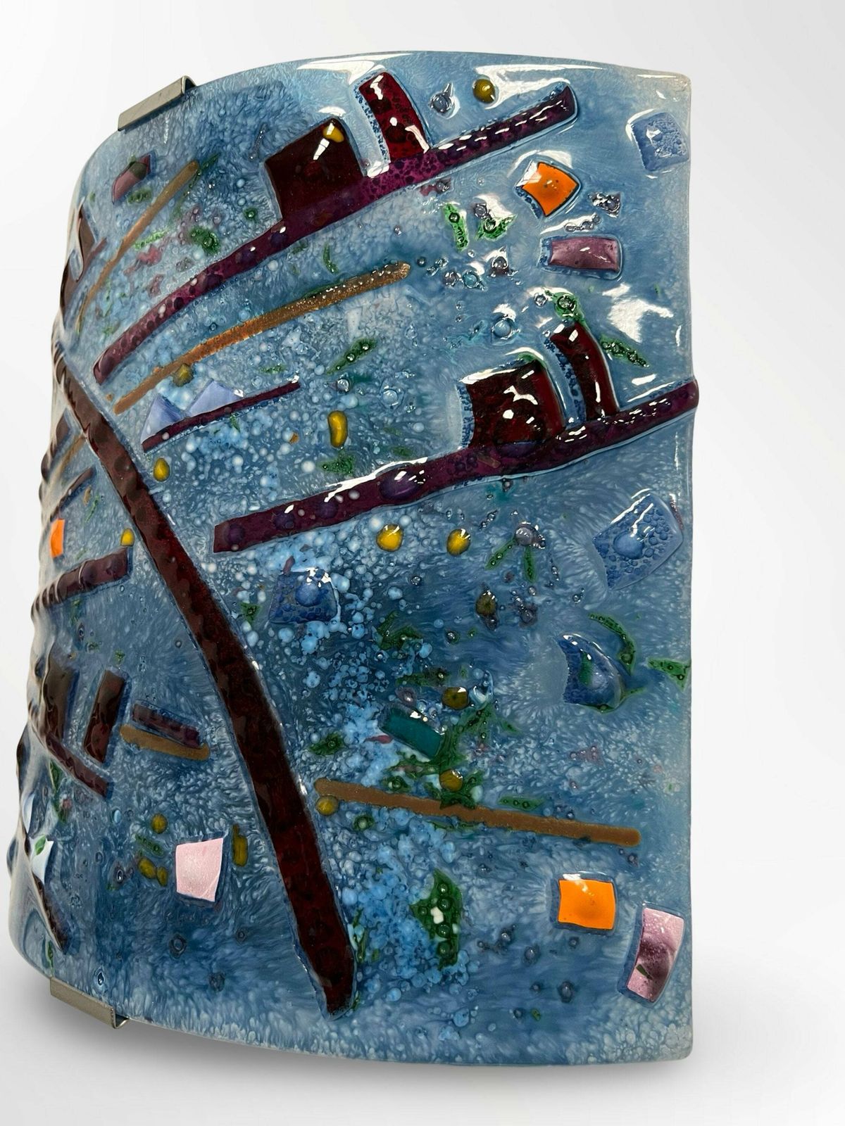 Vintage Glass Wall Lamp, Massive Belgium, Postmodern Design, Retro Interior Gifts, Richly Decorated Glass photo 122.0