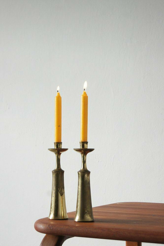 Large Danish Brass Candlesticks By Jens Harald Quistgaard For Ihq, 1960s, Set Of 2 photo furniture