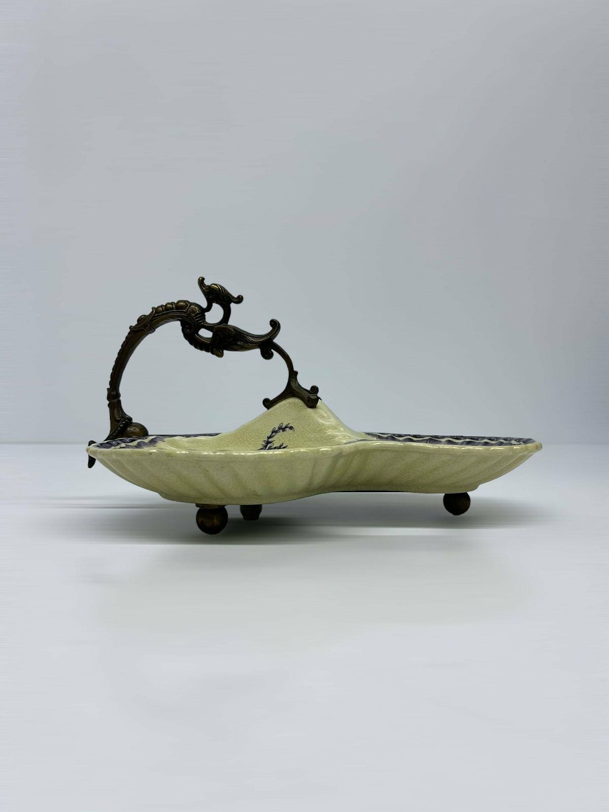 Vintage Wong Lee Tray, Chinese Porcelain Basket, Copper Dragon Handle, Candy Chocolate Tray, Rare Mid Century Find photo furniture
