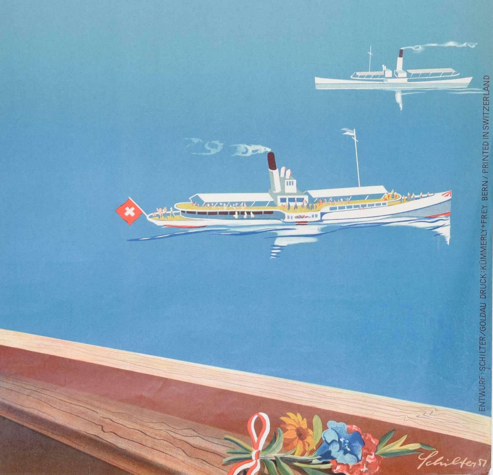 Hans Schilter Zentralschweiz Original Vintage 1950s Switzerland Travel Poster By Hans Schilter 1951 photo 1250.0