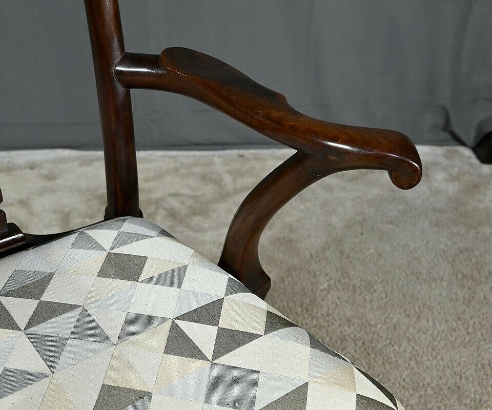 Furniture Pair Of Chippendale Mahogany Armchairs, England   Early 20th Century photo