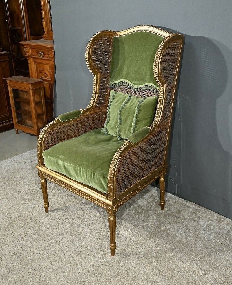 Important Cane Eared Shepherdess In Gilded Wood, Louis XVI Style – 1900 photo for sale