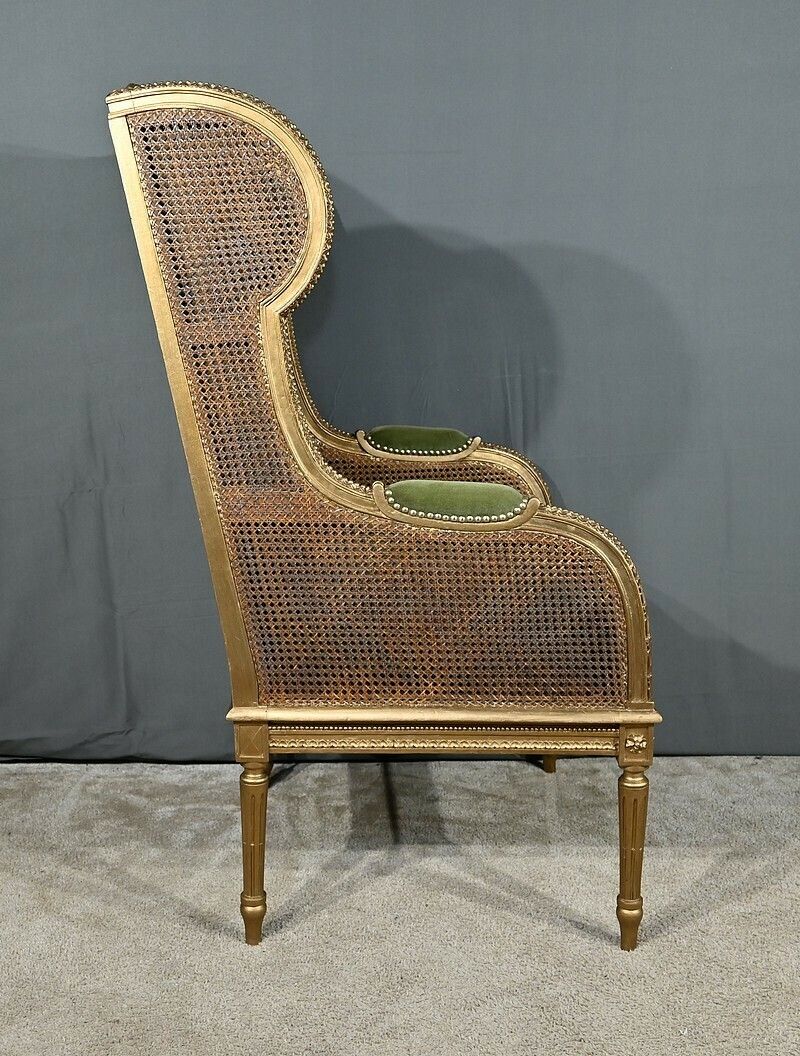 Important Cane Eared Shepherdess In Gilded Wood, Louis XVI Style – 1900 photo Furniture