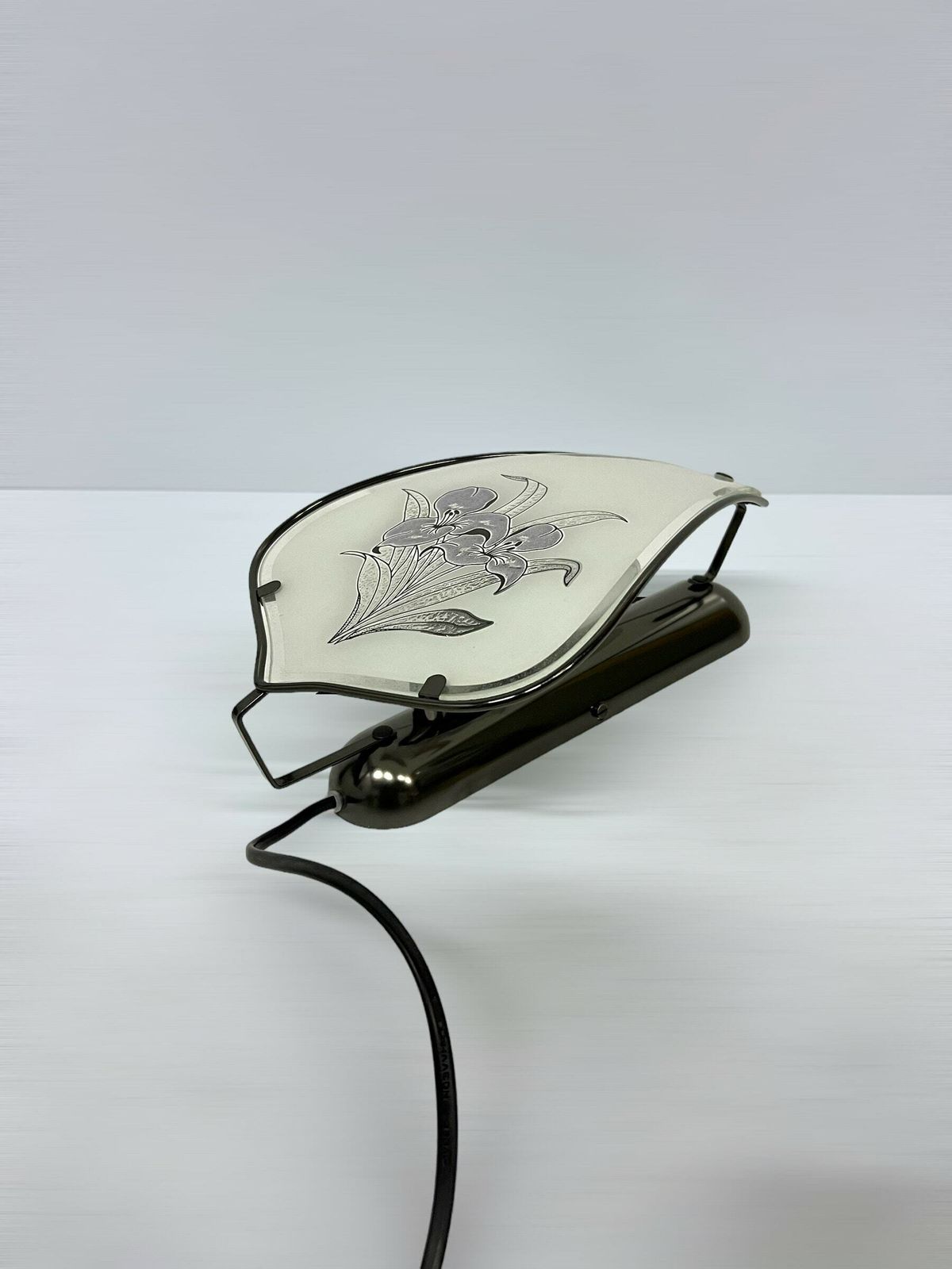 Vintage Wall Lamp, Hollywood Regency Style, Glass Flower Shade, Massive Belgium Design, Bed Reading Light, Metal Frame
