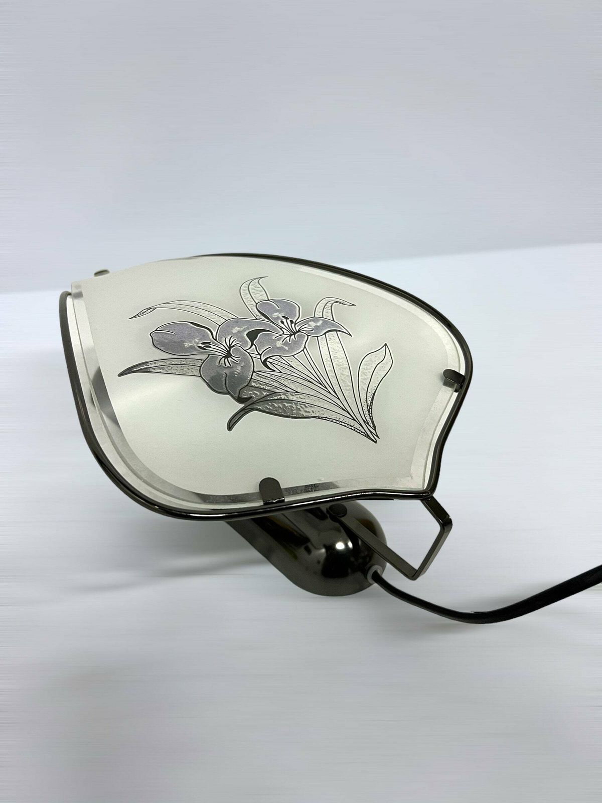 Vintage Wall Lamp, Hollywood Regency Style, Glass Flower Shade, Massive Belgium Design, Bed Reading Light, Metal Frame photo 96.0