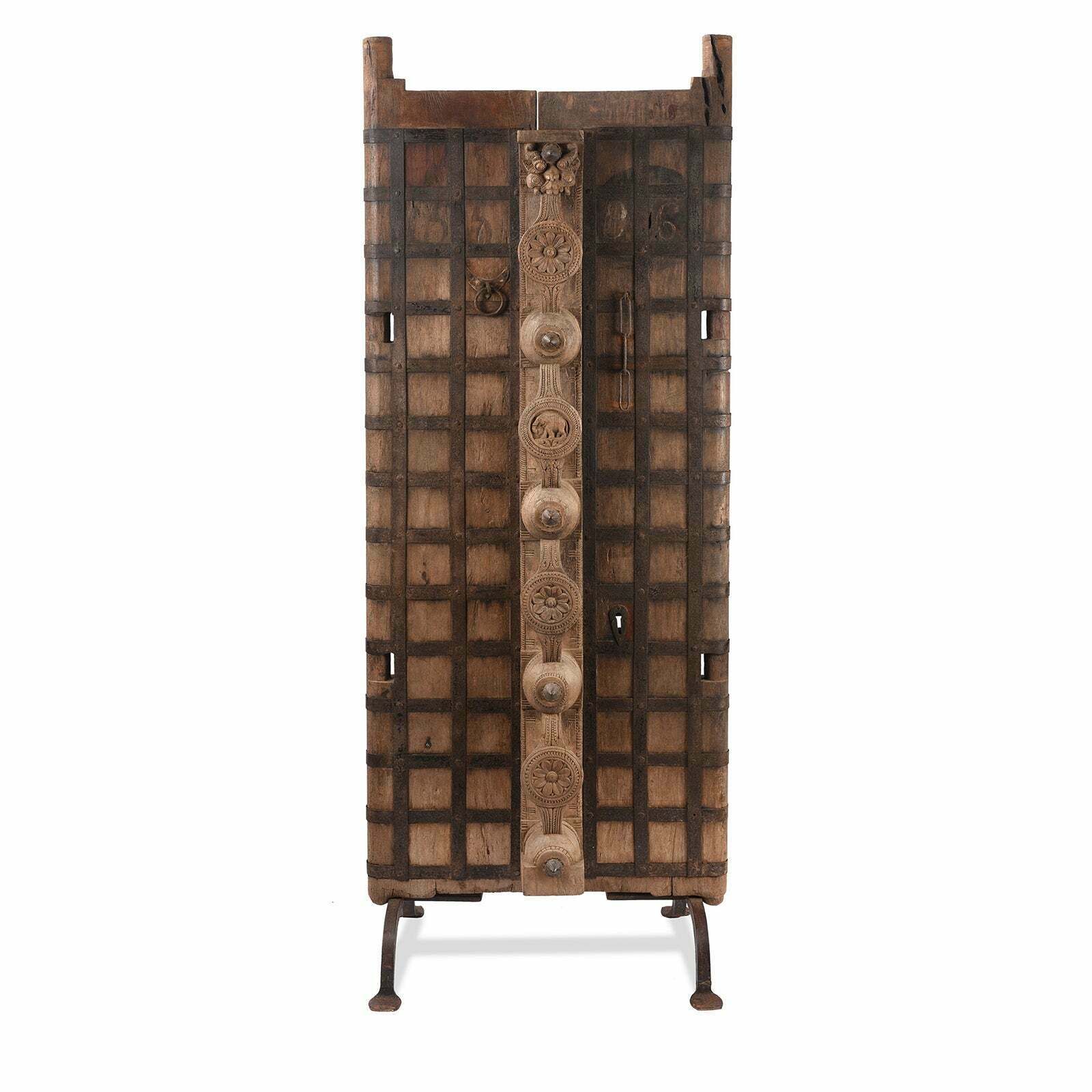 Antique Indian Carved Yali Door, 19th Century