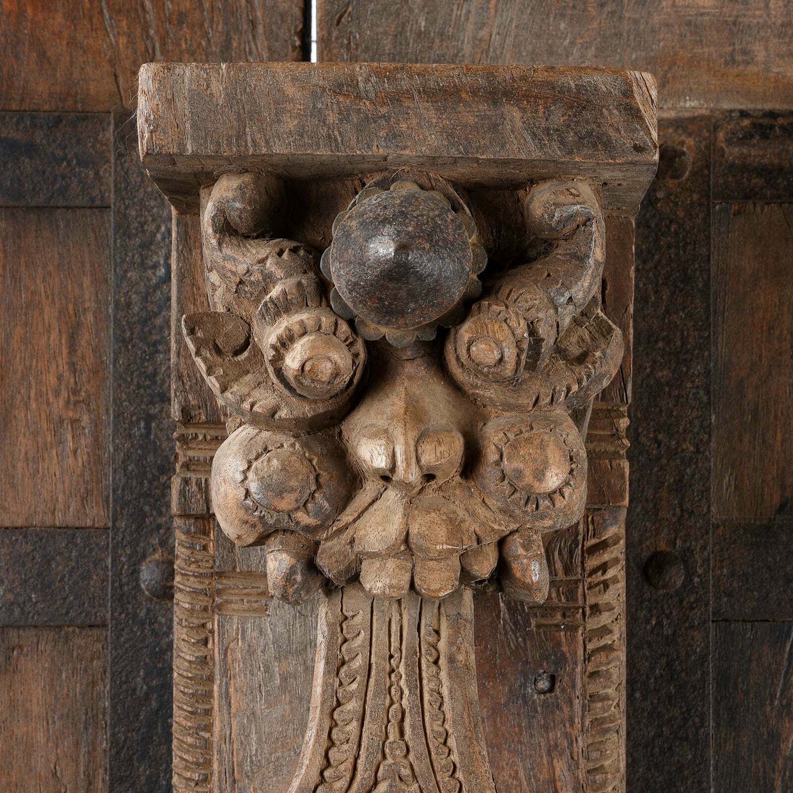 Antique Indian Carved Yali Door, 19th Century photo Home Fixtures