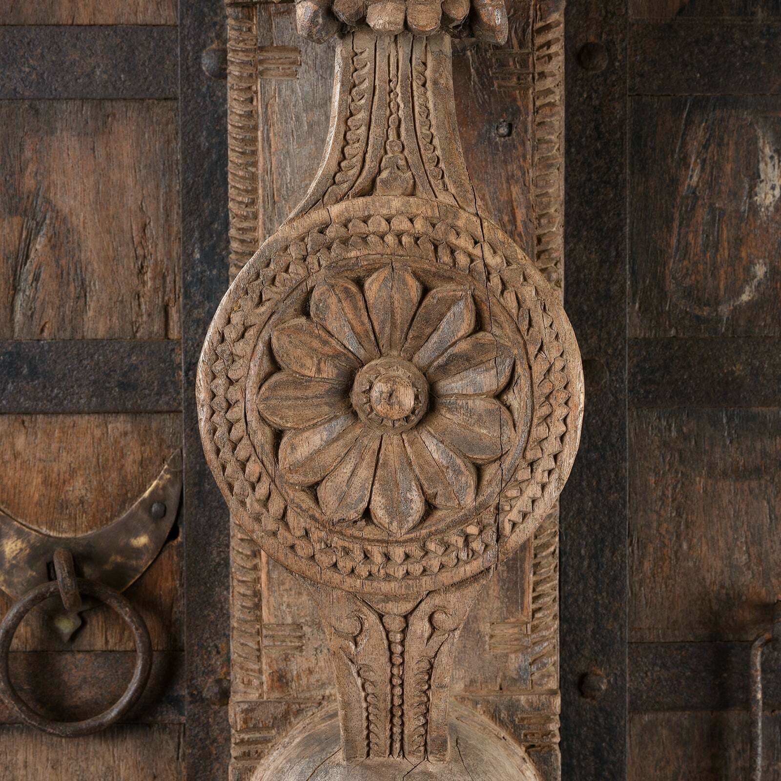 Antique Indian Carved Yali Door, 19th Century photo 2145.0