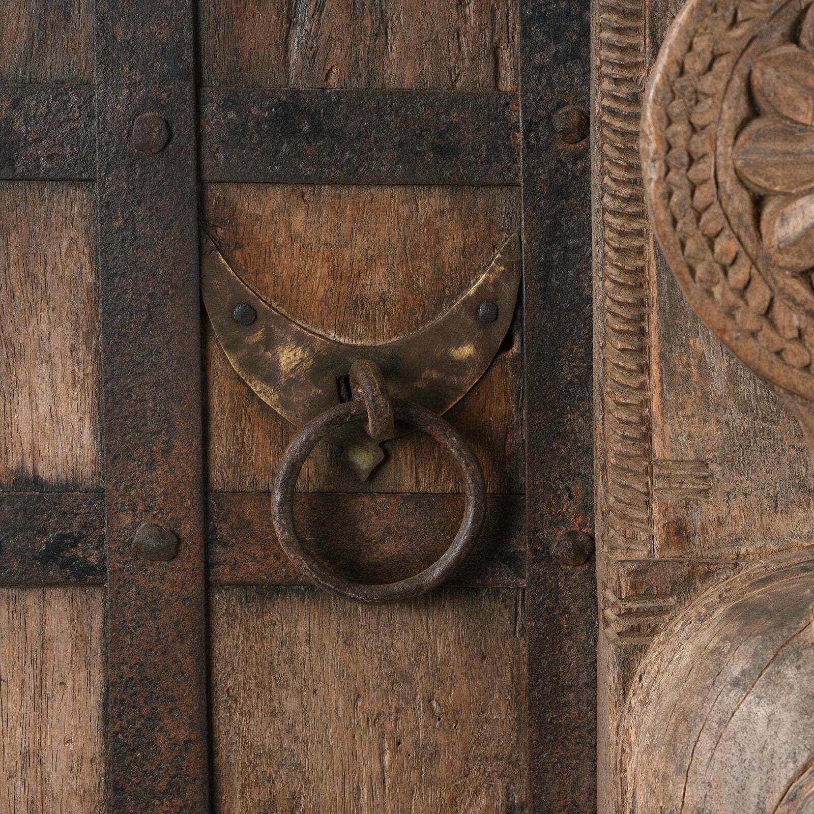photo furniture Antique Indian Carved Yali Door, 19th Century