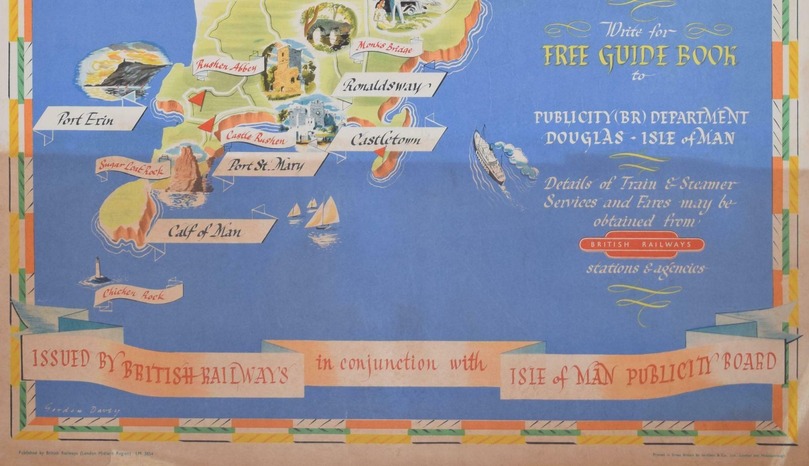 Gordon Davey Isle Of Man Original Vintage Poster By Gordon Davey 1955 photo 600.0