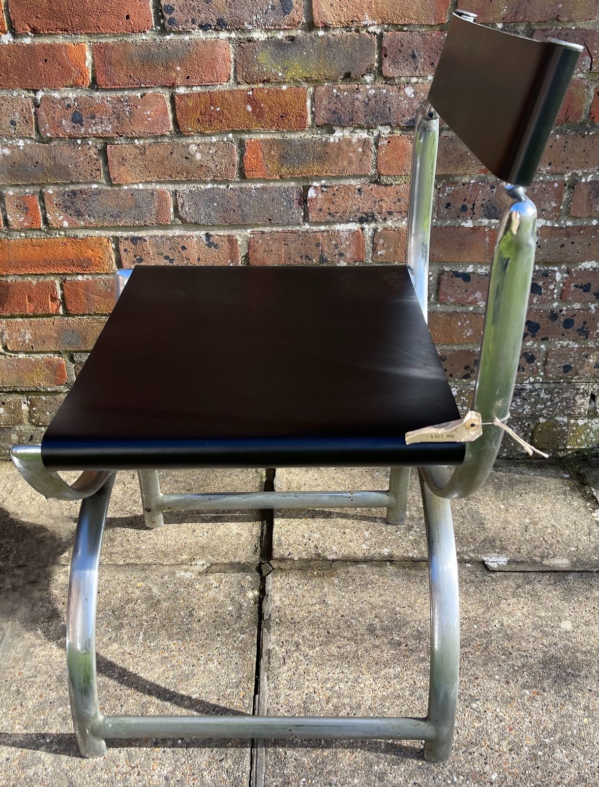 Ambrose Heal, A Rare Pair Of Original Heal's 1930s Chromium Plated Tubular Steel And Leather Roman Curule Side Chairs photo vinterior