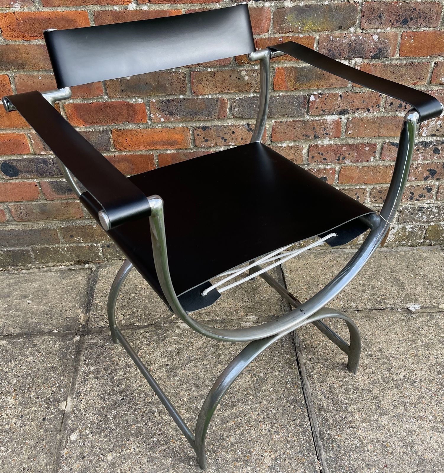 Ambrose Heal, A Rare Pair Of Original Heal's 1930s Chromium Plated Tubular Steel And Leather Roman Curule Chairs photo Furniture