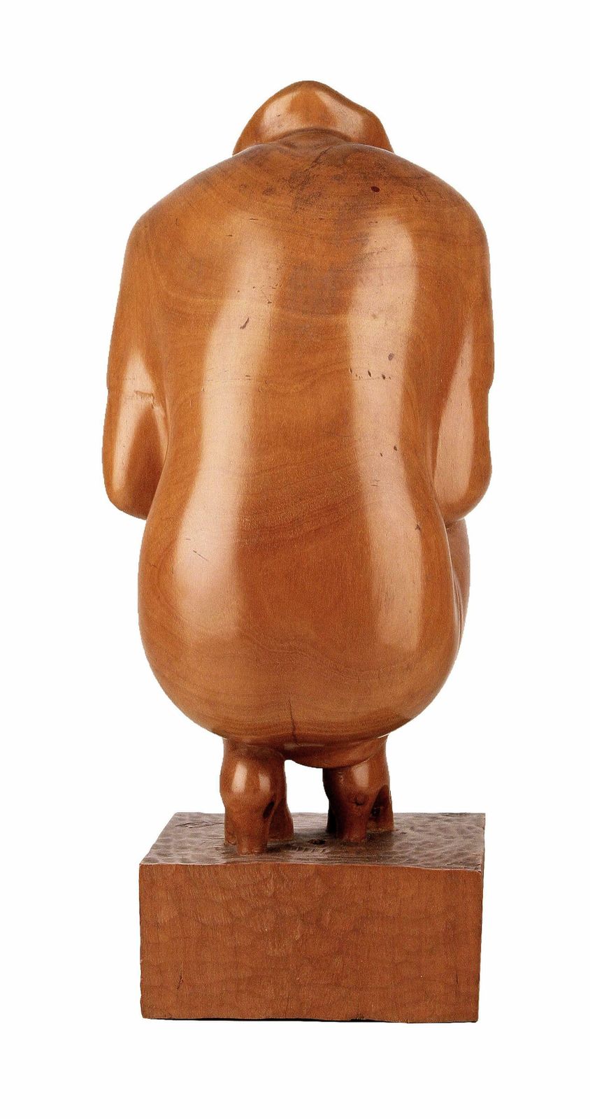 Mid 20th Century Varnished Wood Sculpture Of Crouched Lady By Spanish Author Godofredo Paino photo 2175.0