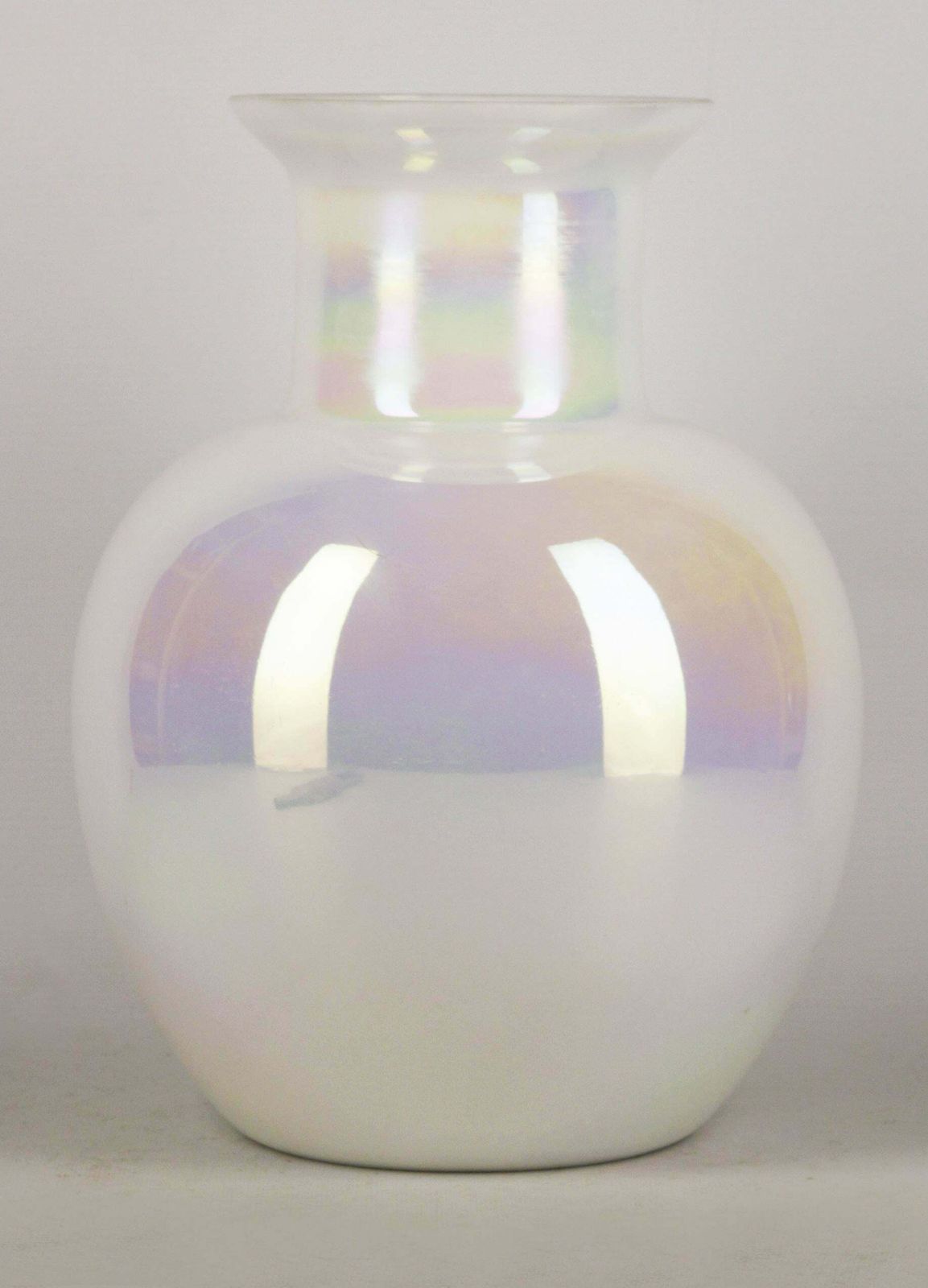 20th Century Bohemian/Boho Italian Glazed Iridescent Opaline Glass Bulbous Vase photo furniture