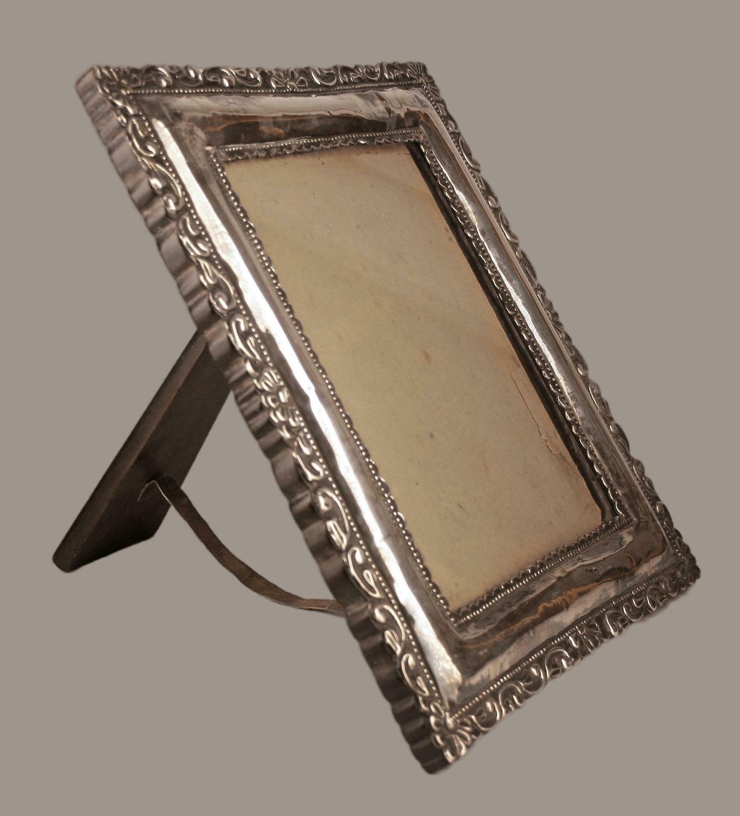 Circa 1900 Neoclassical Wooden Frame With Repoussé Silvered Metal Front Plate photo Home Decor