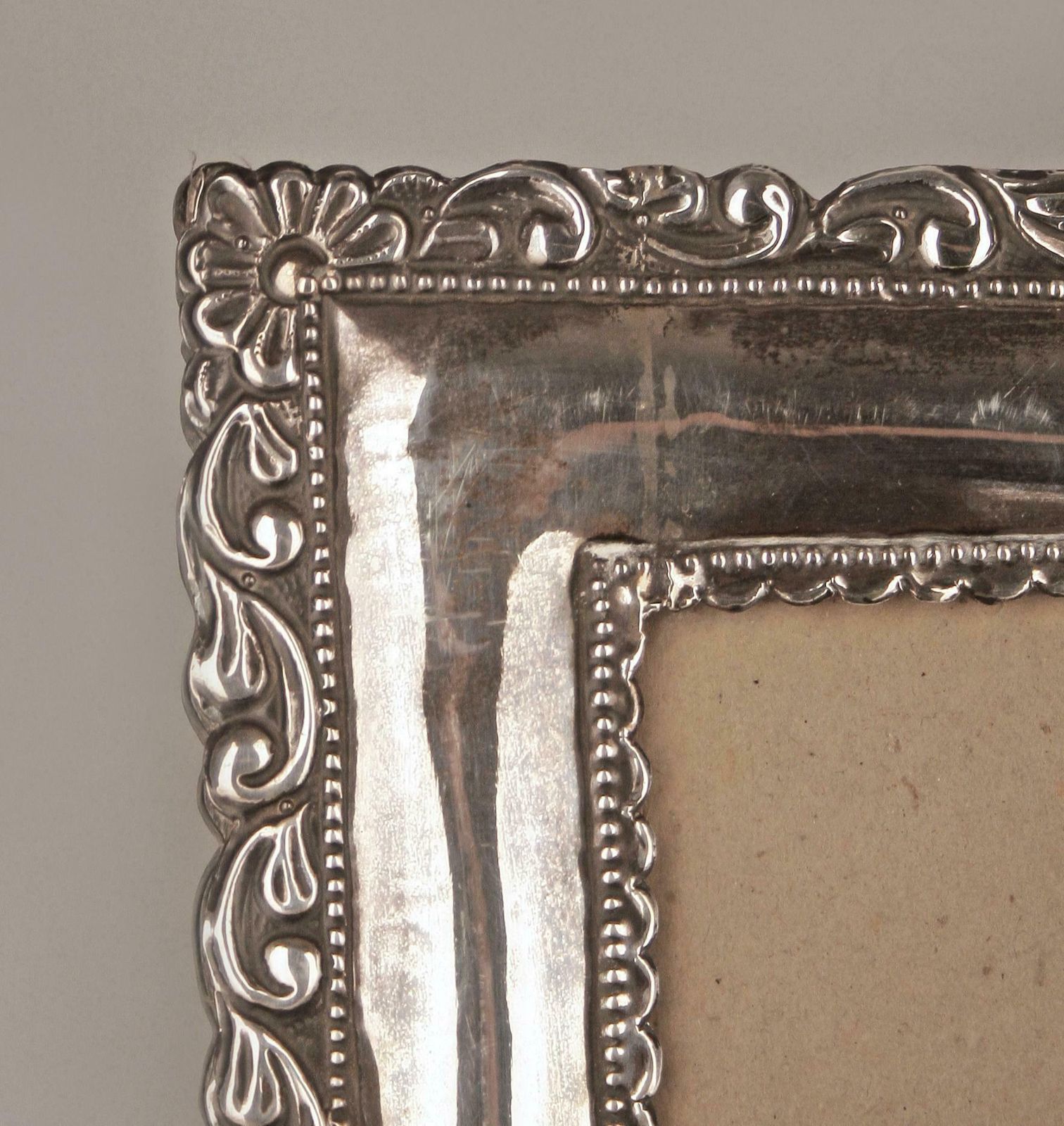 Circa 1900 Neoclassical Wooden Frame With Repoussé Silvered Metal Front Plate photo 1050.0