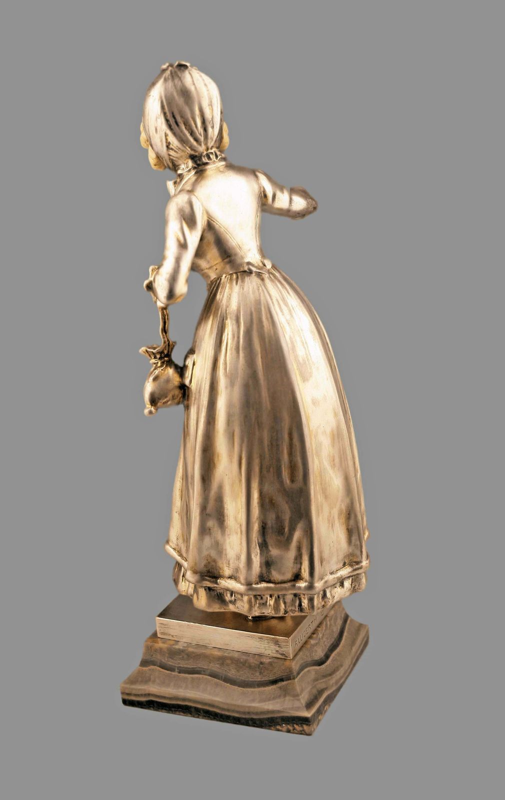 Art Art Nouveau Bronze And Ivory Sculpture Of A Girl By Austrian Ferdinand Lugerth photo