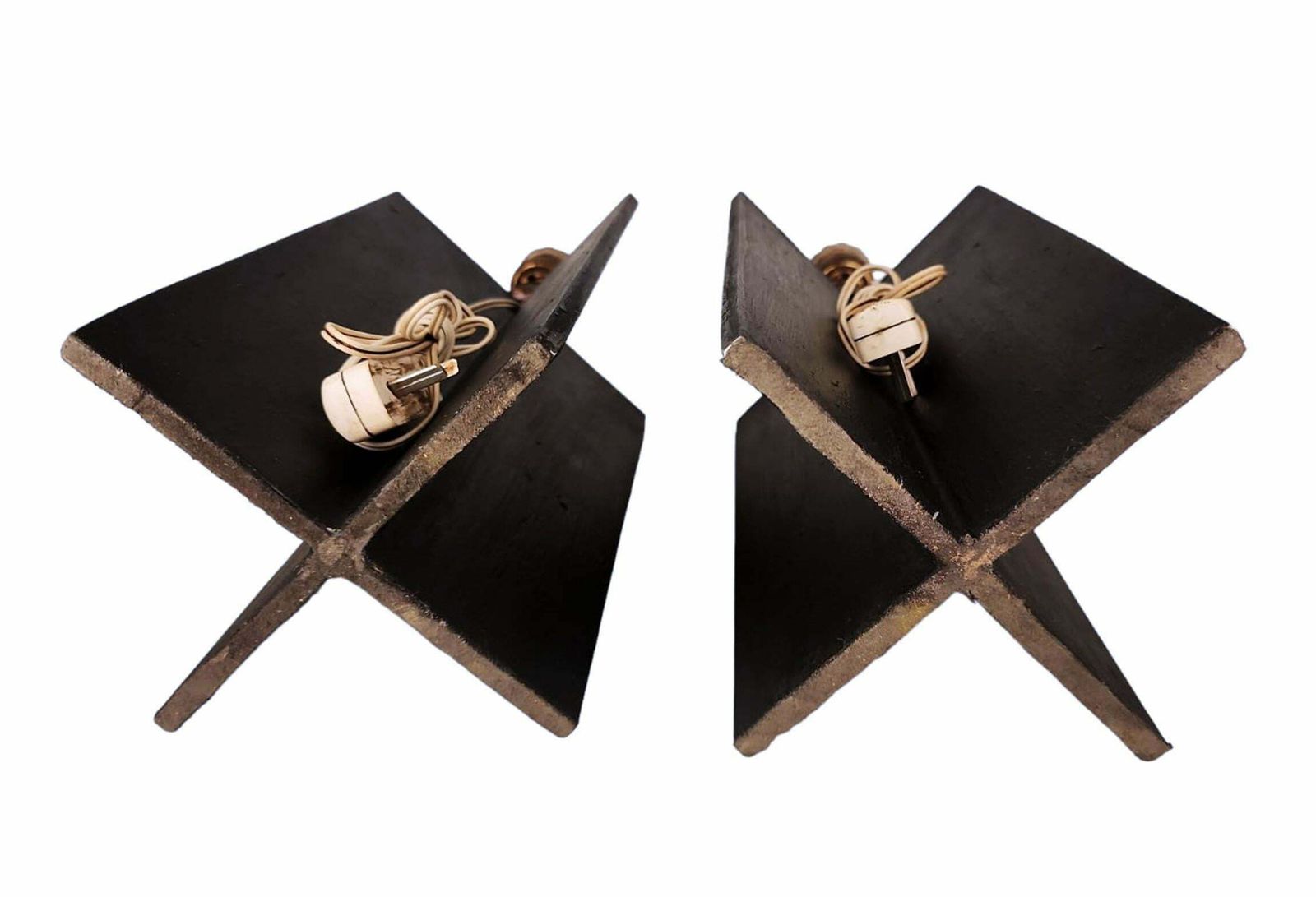 Pair Of Jean Michel Frank Design Iron 'Croisillon' Design Table Lamps By Argentine Company Comte photo vinterior