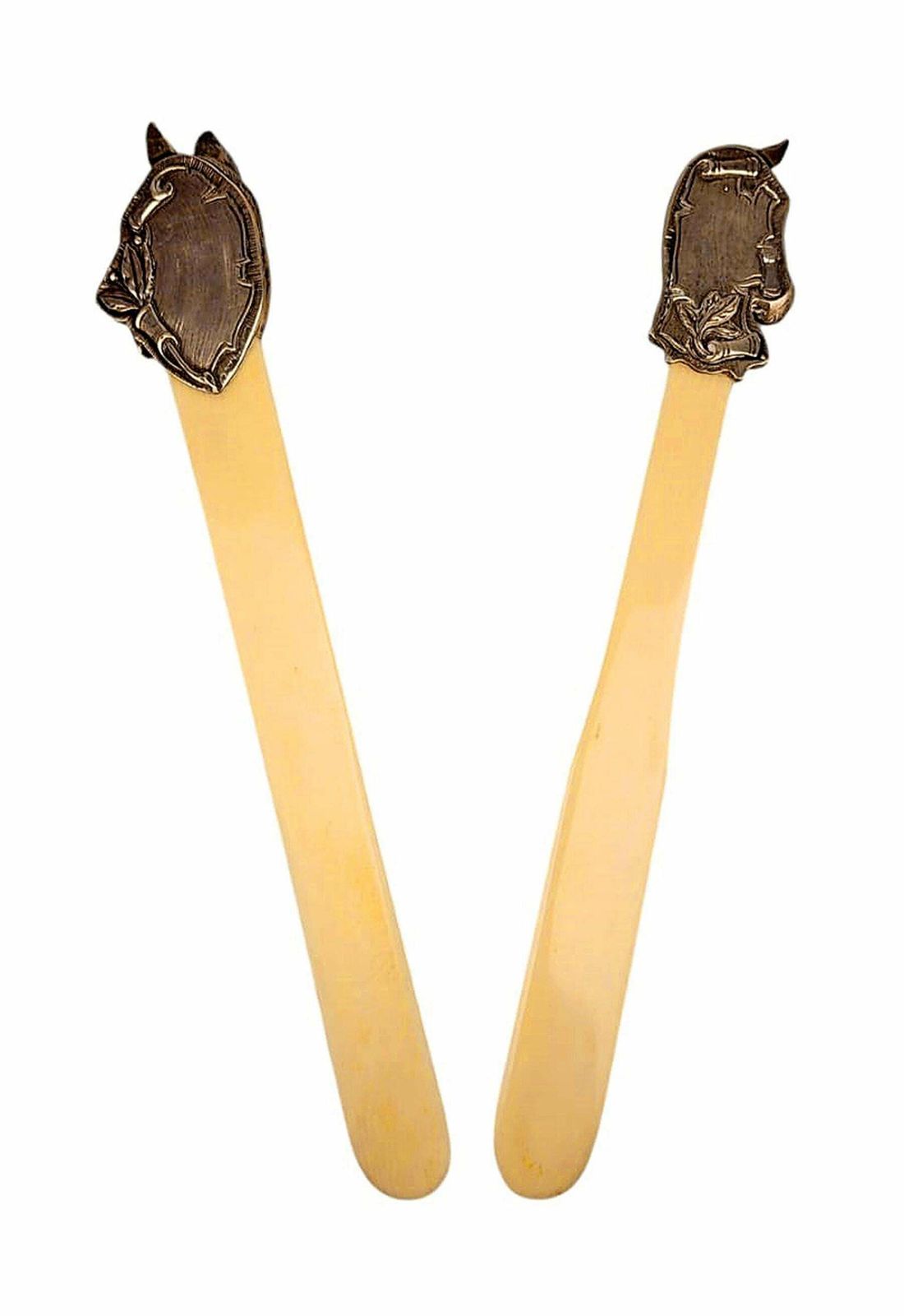 Pair Of Late Victorian English Bone Letter Openers With Sterling Silver Handles photo for sale