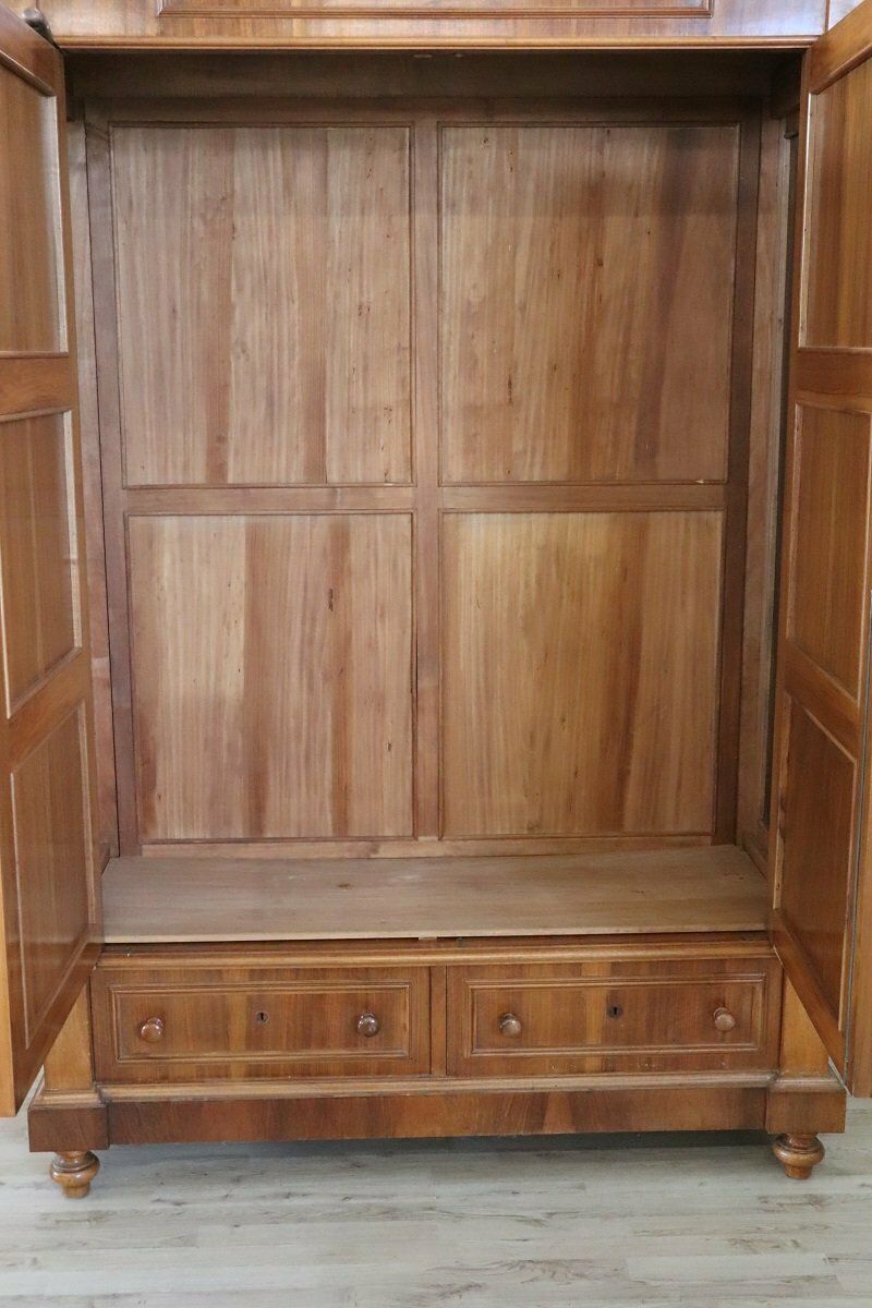 Antique Veneer Walnut Wardrobe, Late 19th Century photo vintage