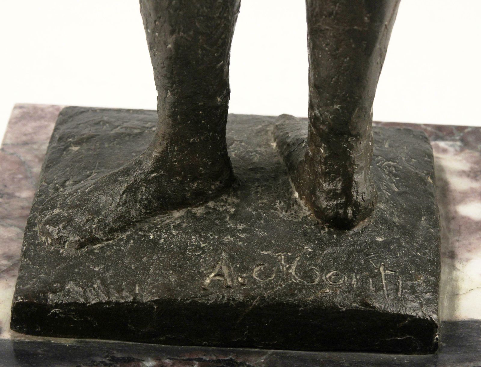 Early 20th Century Expressionist Patinated Bronze Woman Sculpture With Marble Base Signed By Italian Sculptor A. Monti photo vinterior