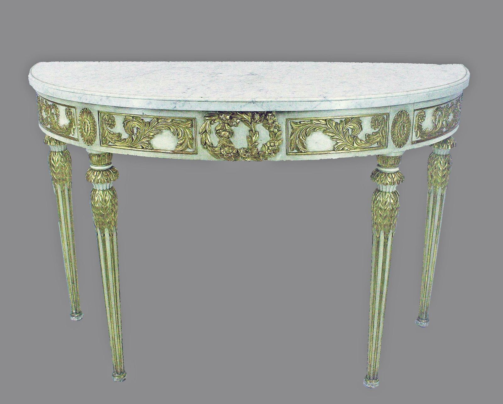Mid 20th Century Argentine Empire Revival Giltwood And Marble Demi Lune Table By Maison Jansen photo furniture