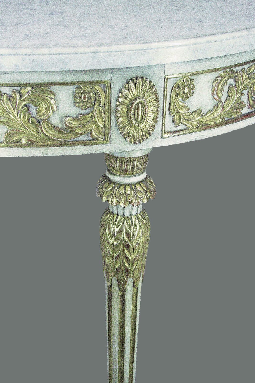 Mid 20th Century Argentine Empire Revival Giltwood And Marble Demi Lune Table By Maison Jansen photo vinterior