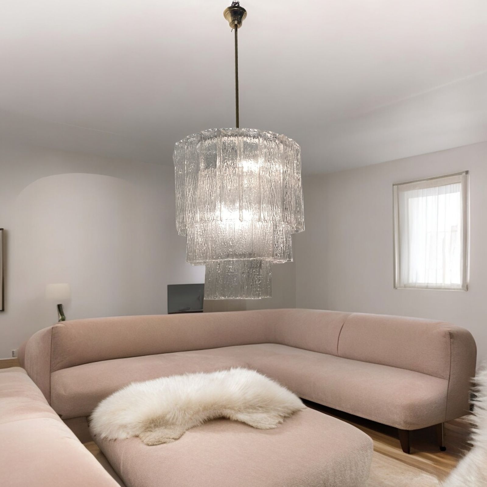 Large Murano Glass Tube Chandelier By Zonca photo vinterior