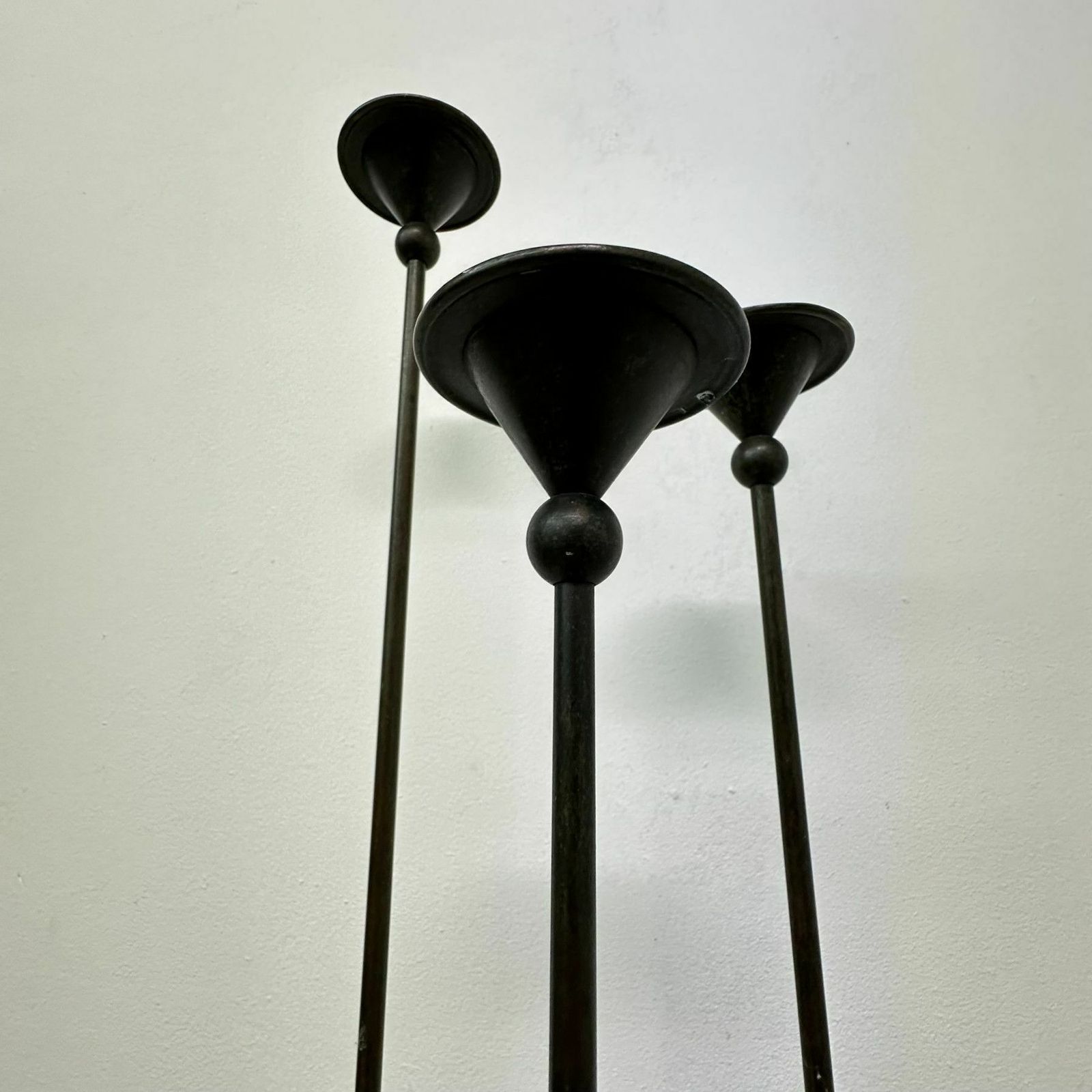 Set Of 3 Bronze Memphis Style Candle Holders , 1980s photo vinterior