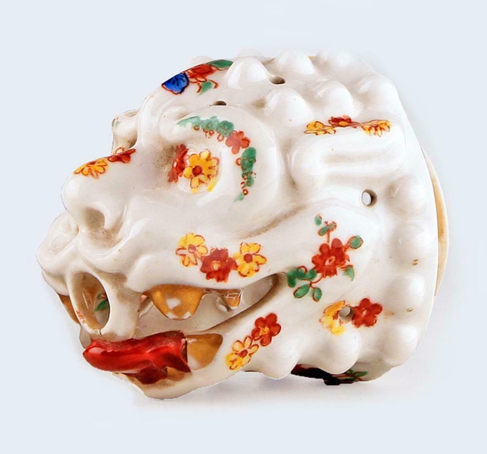 Art Déco German Hand Painted Glazed Porcelain Foo Dog Perfume Lamp/Incense Burner By Aerozon photo 1050.0
