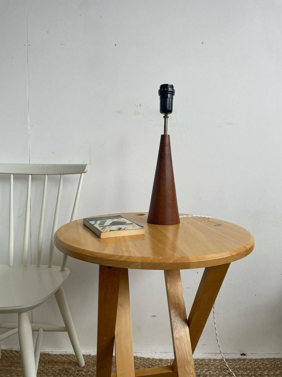 Tall Danish Teak Side Lamp In A Cone Shape 1960s 70s Mid Century