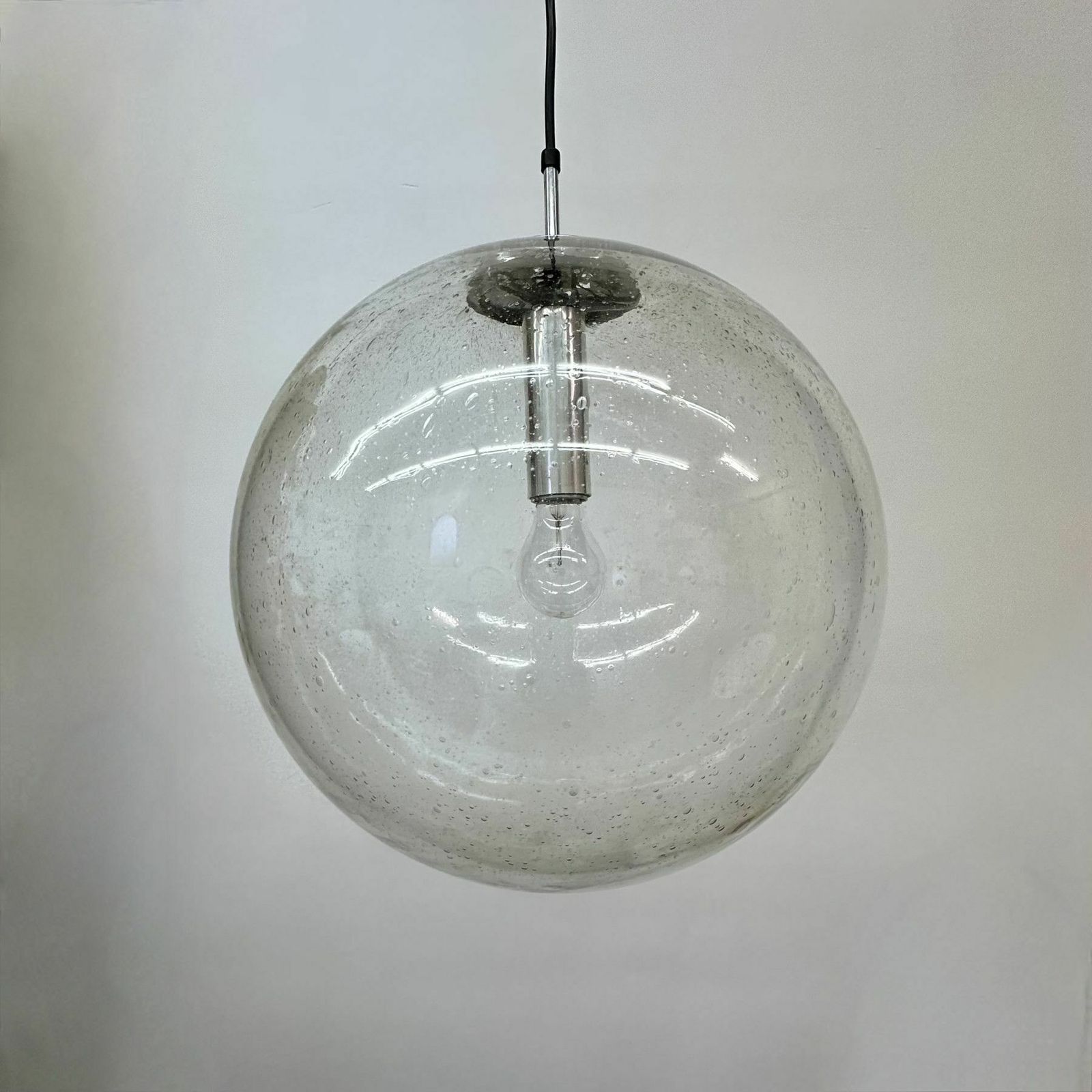 Large Limburg Glashütte Hanging Lamp Globe 1970s Germany photo vinterior