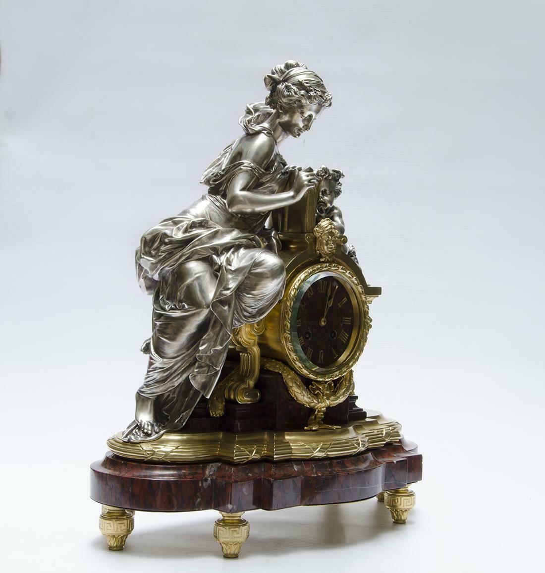 Late 19th Century French Louis XVI Ormolu Gilt Bronze Mantel Clock By Lemerle Charpentier & Cie. photo for sale