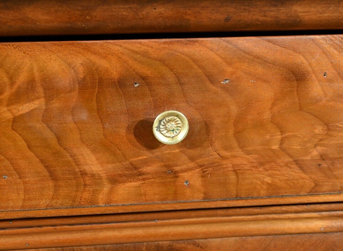 Mahogany Bedside Table, Restoration Style – 2nd Part 19th Century photo vintage