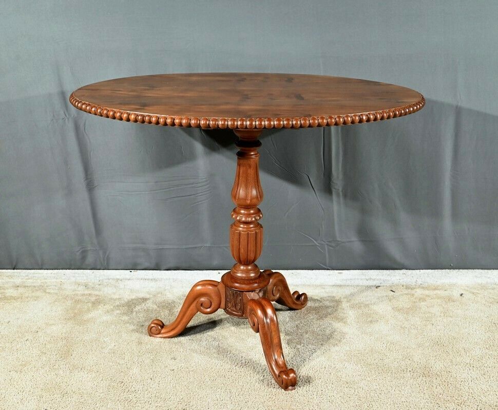 Oval Pedestal Table With Mahogany System, Louis Philippe Period – 1st Part 19th Century