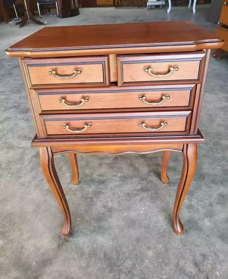 Antique Repro Small Side Table Cutlery Collectors 2 Over 2 Drawers