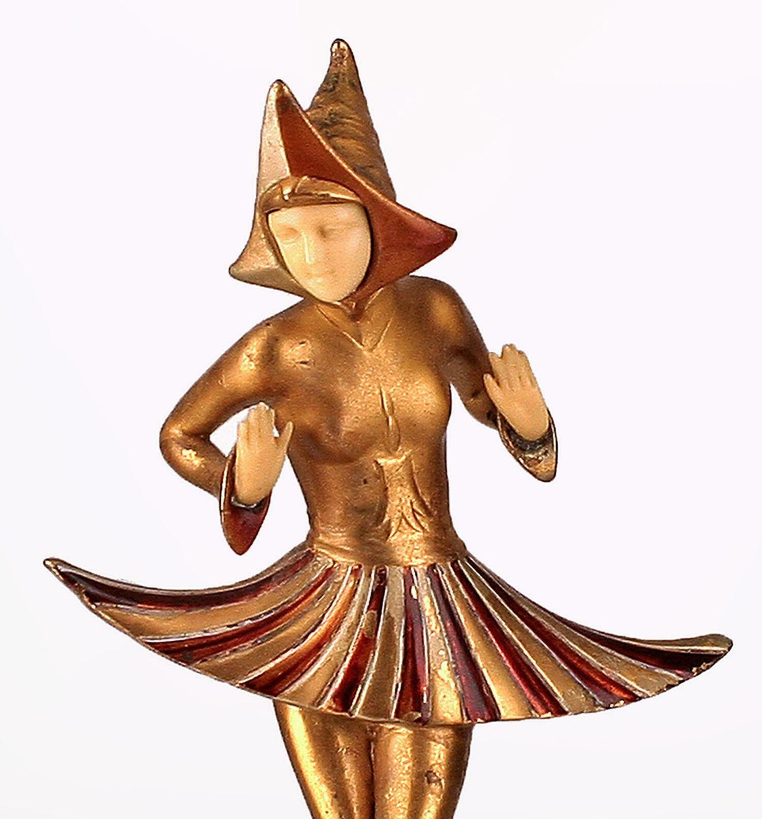 Gerda Gerdago's 'Cosmic Dance': Art Déco Austrian Patinated Bronze Chryselephantine (Ivory And Gold) Sculpture Manufactured By Arthur Rubinstein photo Home Decor