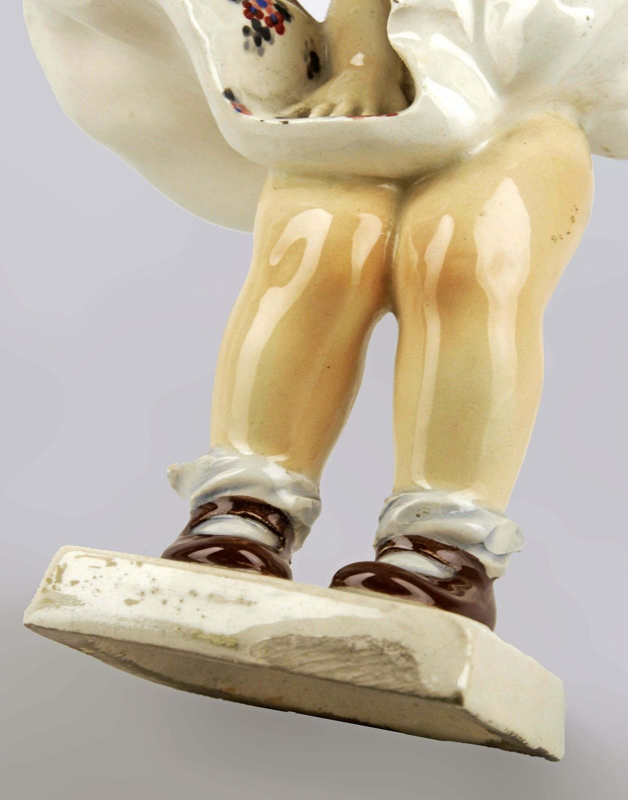 1950s Italian Torino Hand Painted Glazed Ceramic Sculpture Of A Girl With Dress And Dog Signed By C. Mollica photo vinterior
