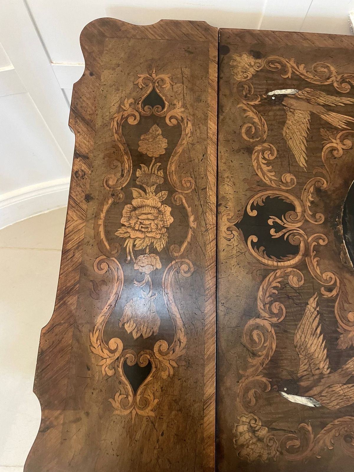 photo buy Outstanding Quality Antique 19th Century Marquetry Inlaid Burr Walnut Side Table