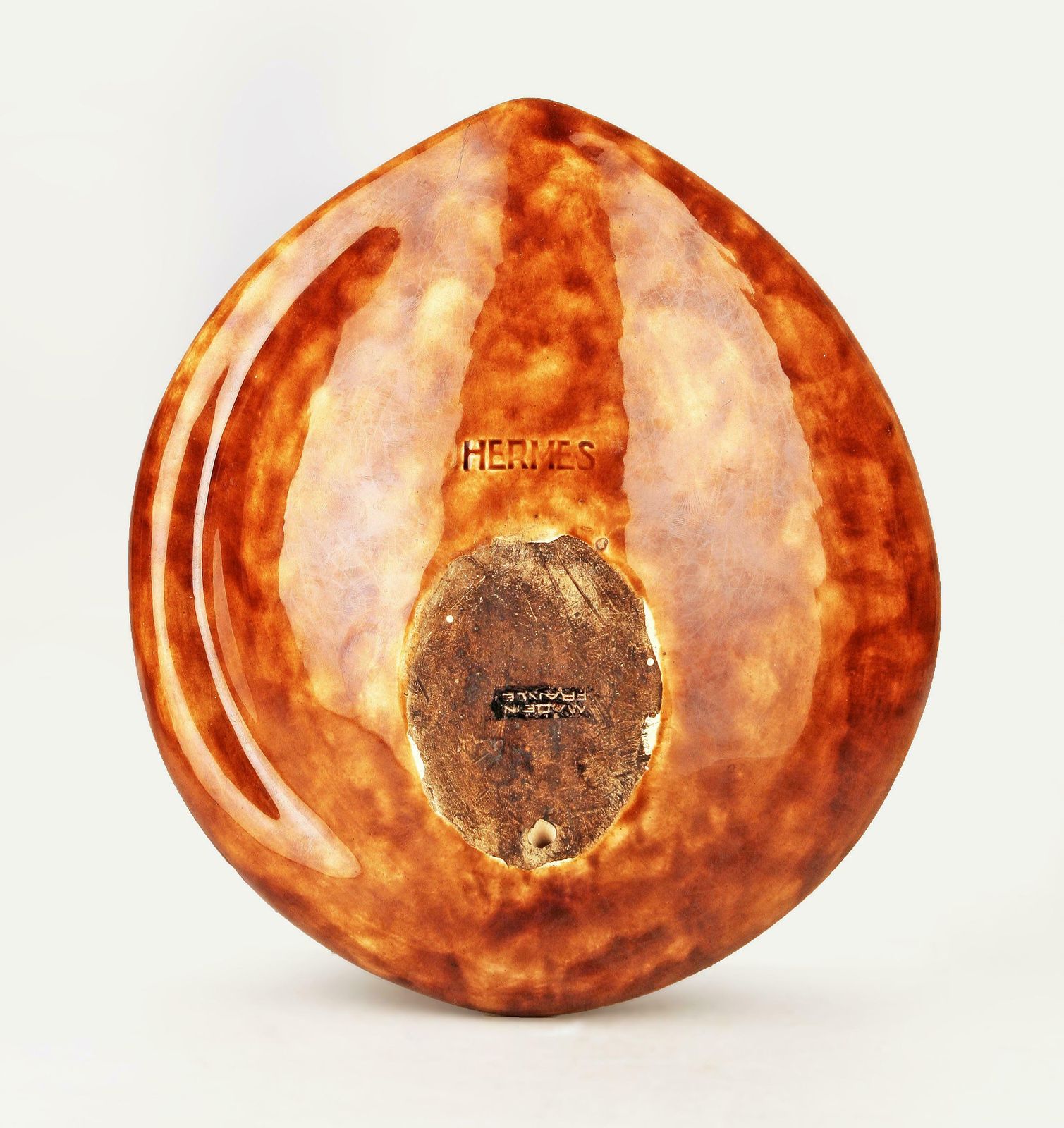 Mid 20 Century Modern Glazed Ceramic Sinuous Organic Design Bowl By French Luxury Brand Hermès Paris photo vinterior