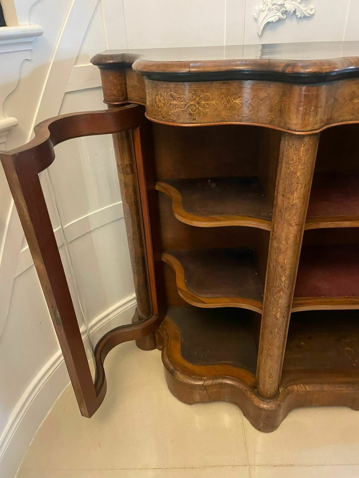 Superb Quality Antique 19th Century Burr Walnut Inlaid Credenza photo 3950.0