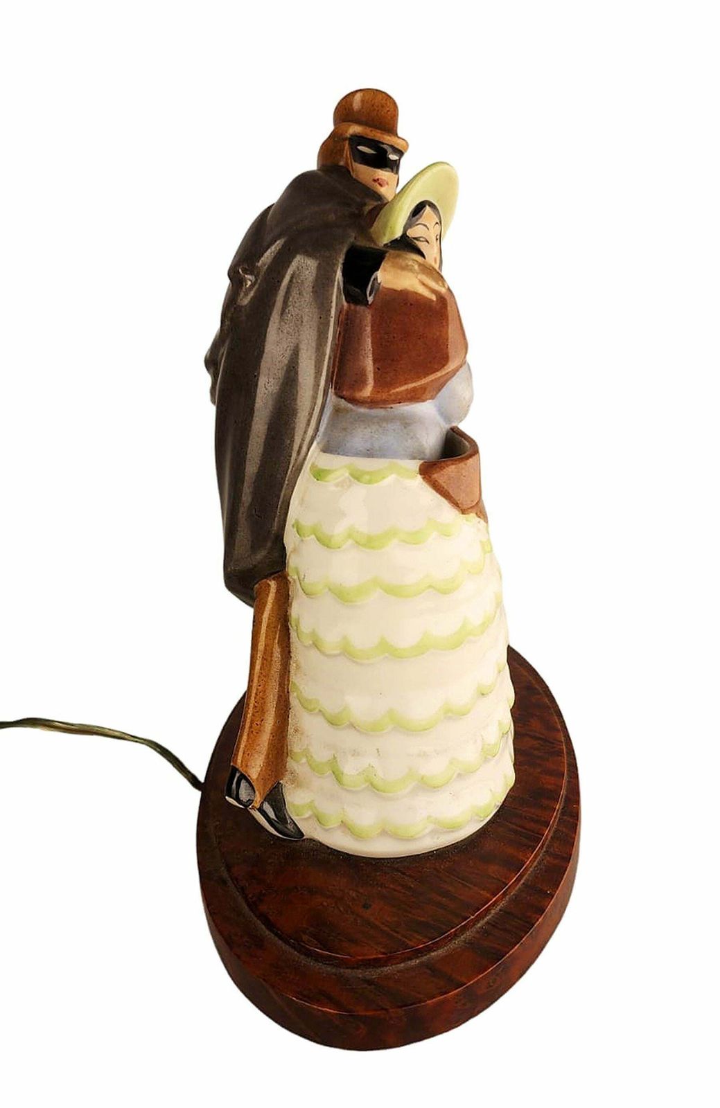 Early 20th Century Art Déco Perfume Lamp Of Dressed Up Lady And Masked Man With Cloak By Argilor From Paris, France photo furniture
