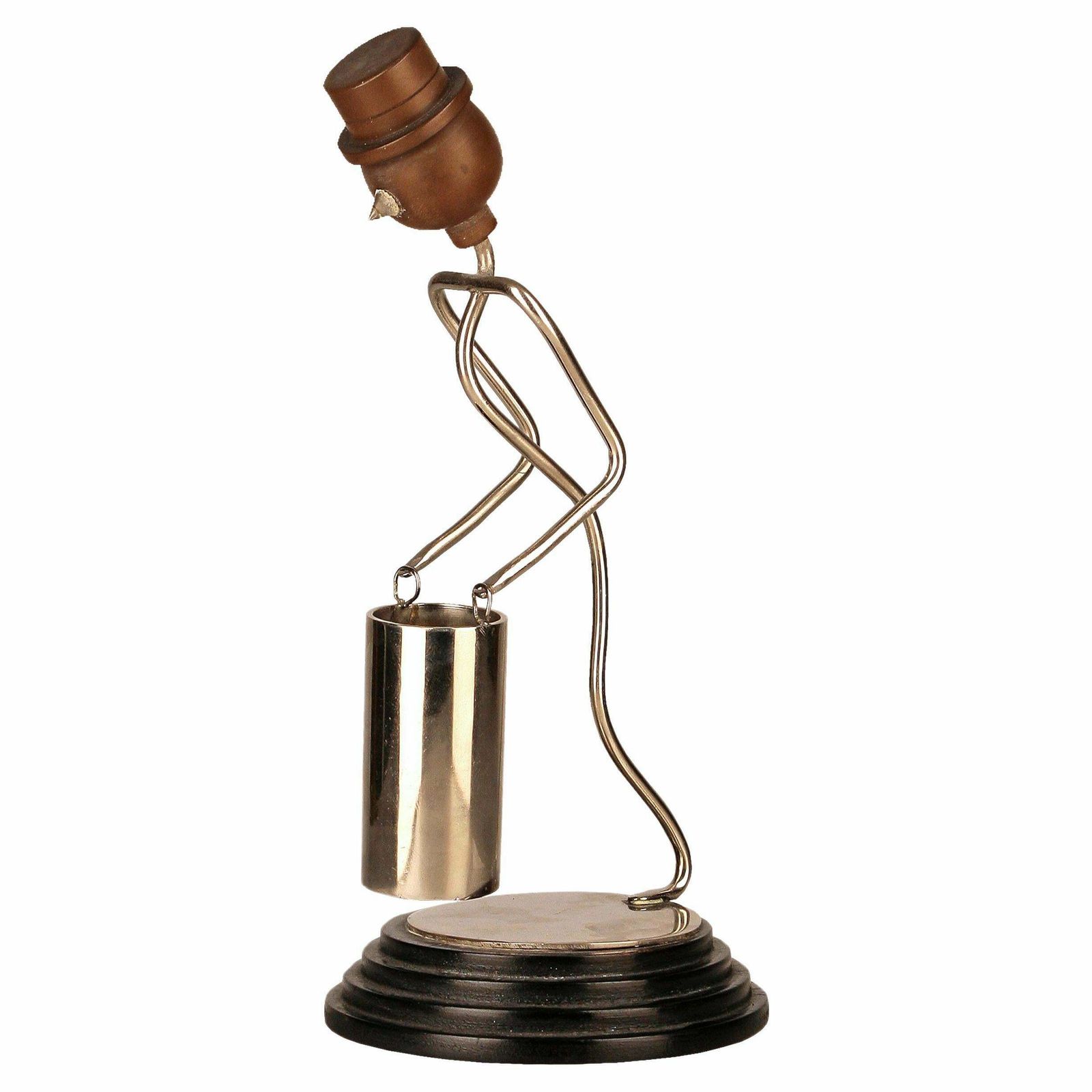 Art Déco American Metal Wire And Wood Bellboy/Bellhop/Stick Figure Toothpick And Match Holder